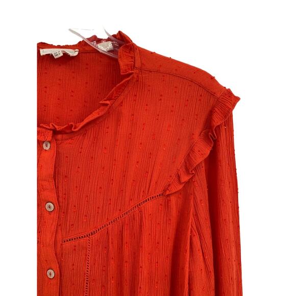 Fat Face Blouse Top Orange Boho Prairie Swiss Dot Size 6 - Picture 2 of 11